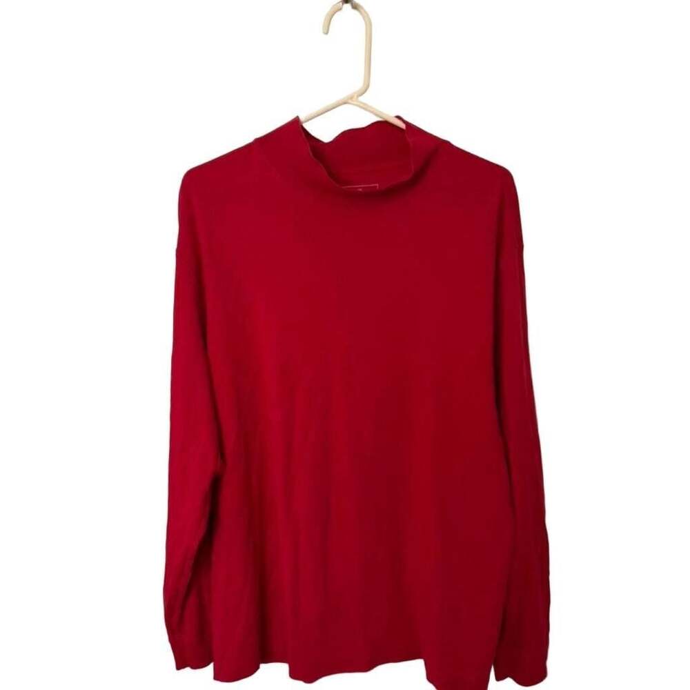 L.L.Bean Red Mock Turtleneck Long Sleeve Shirt XL